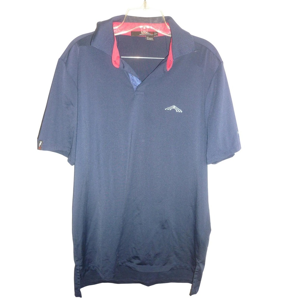 RLX Ralph Lauren Mens Navy Blue Performance Golf Polo Shirt sz M Naned Golf Club